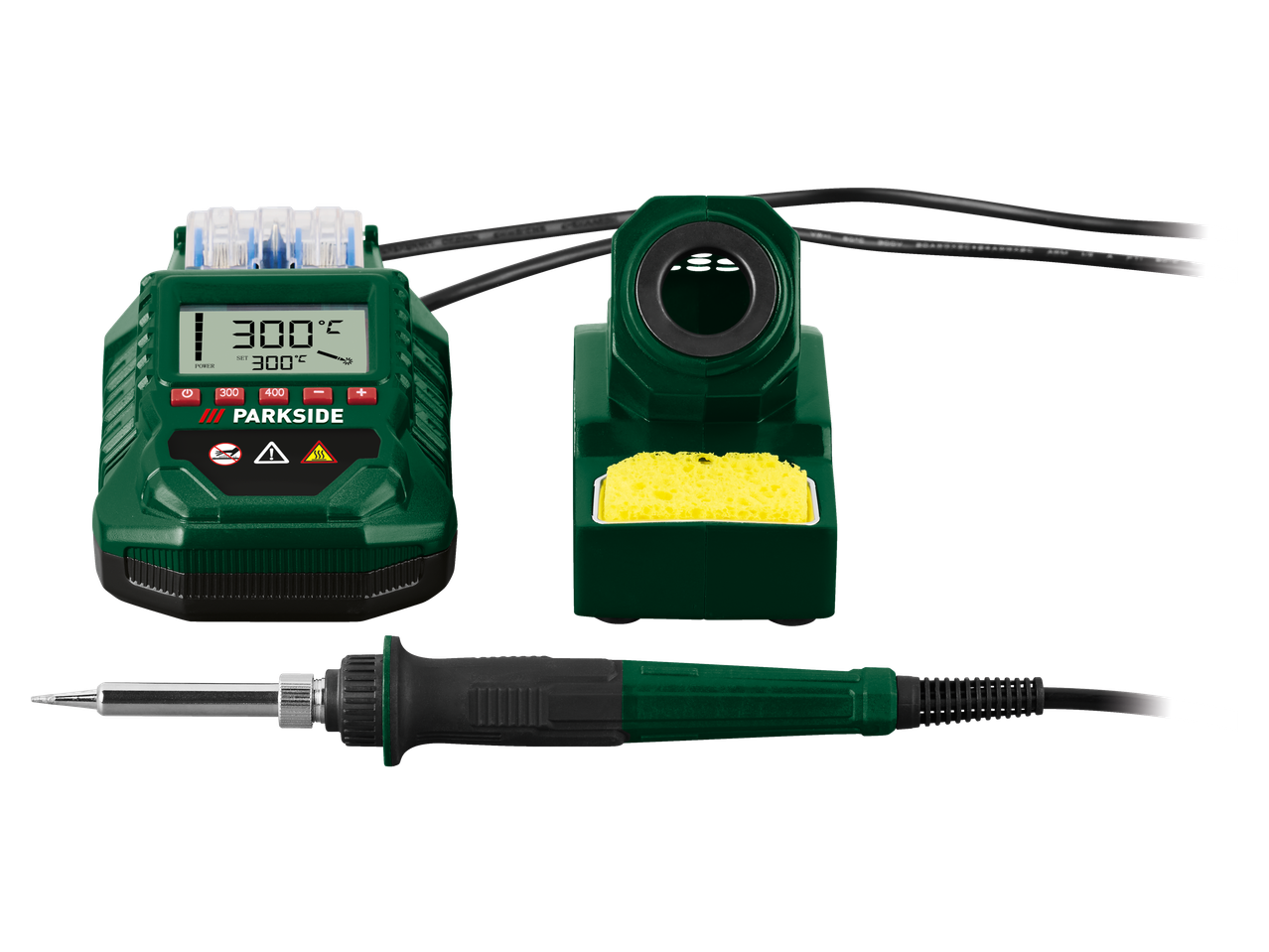 PARKSIDE litavimo stotelė su ekranu, stovu ir lituokliu.