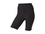 Sorte cykelshorts til kvinder med polstring og reflekterende detaljer.