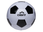 Черно-бяла футболна топка с надпис „CRIVIT“ и информация за налягане.