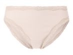 Women's ribbed briefs in light beige with delicate lace trim