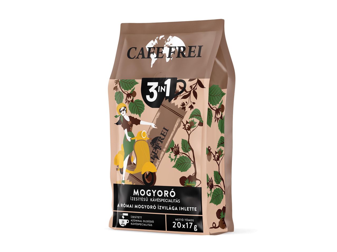 Cafe Frei 3 az 1-ben mogyorós ízesítésű kávé, 20 adag.