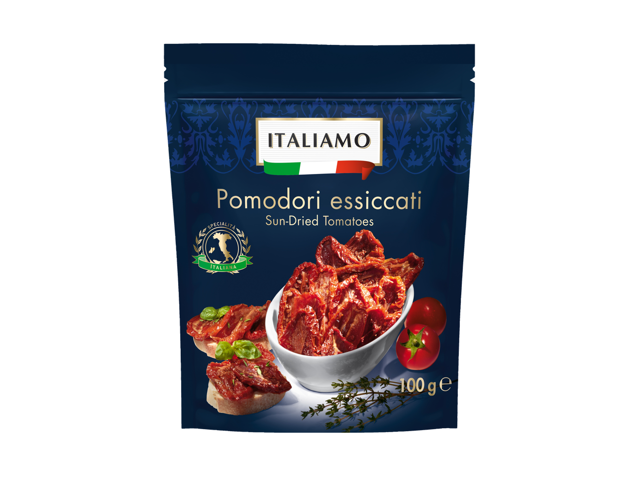 ITALIAMO gedroogde tomaten, bruschetta.