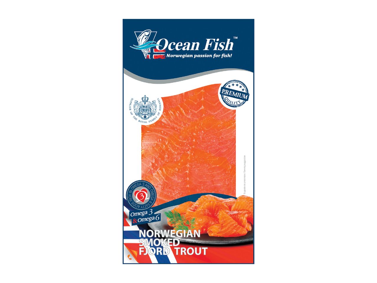 Ocean Fish: Păstrăv norvegian afumat de calitate premium.