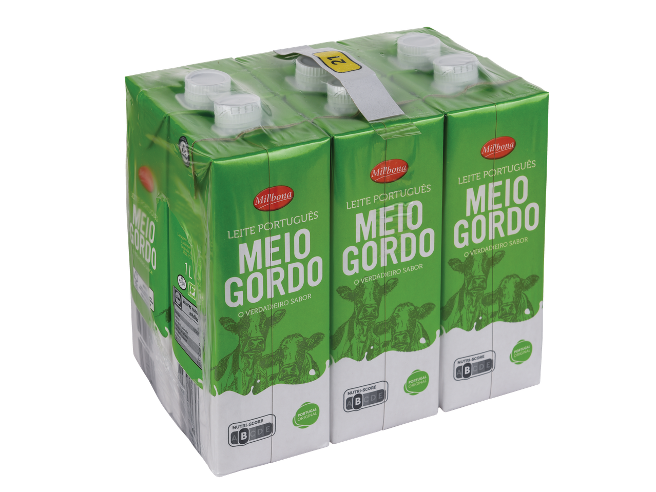 Leite Milbona meio-gordo, pack de 6