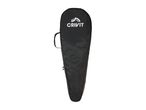 Black racket cover with a white logo and a handle