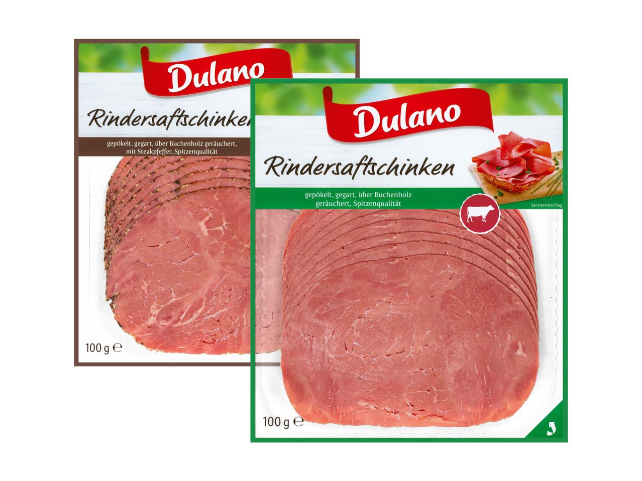 Dulano Rinderschinken in Scheiben.