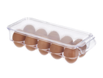 Providni Silvercrest® organizator za jaja za frižider sa deset braon jaja.