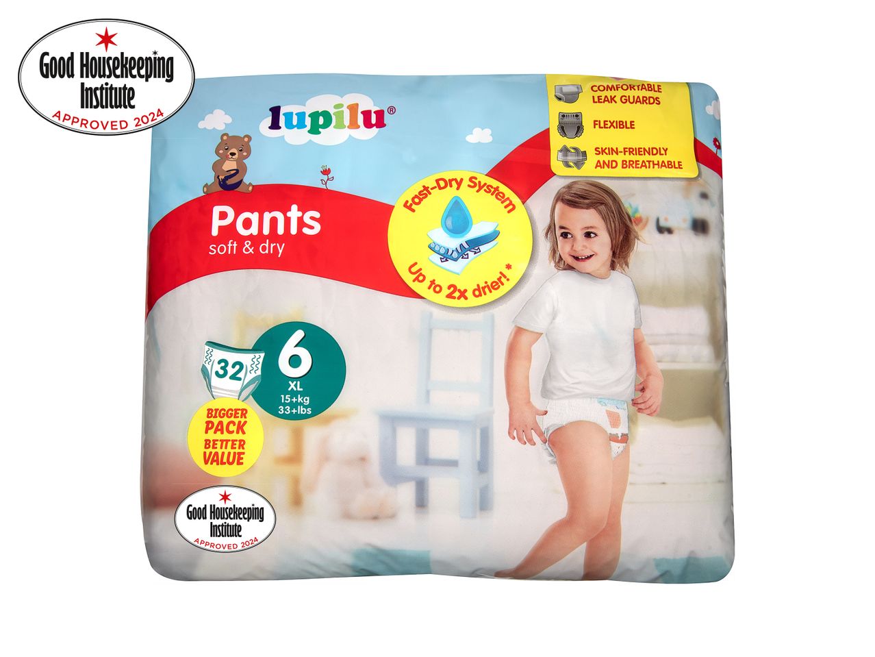 Lupilu pants: large pack, soft & dry, fast-dry system.