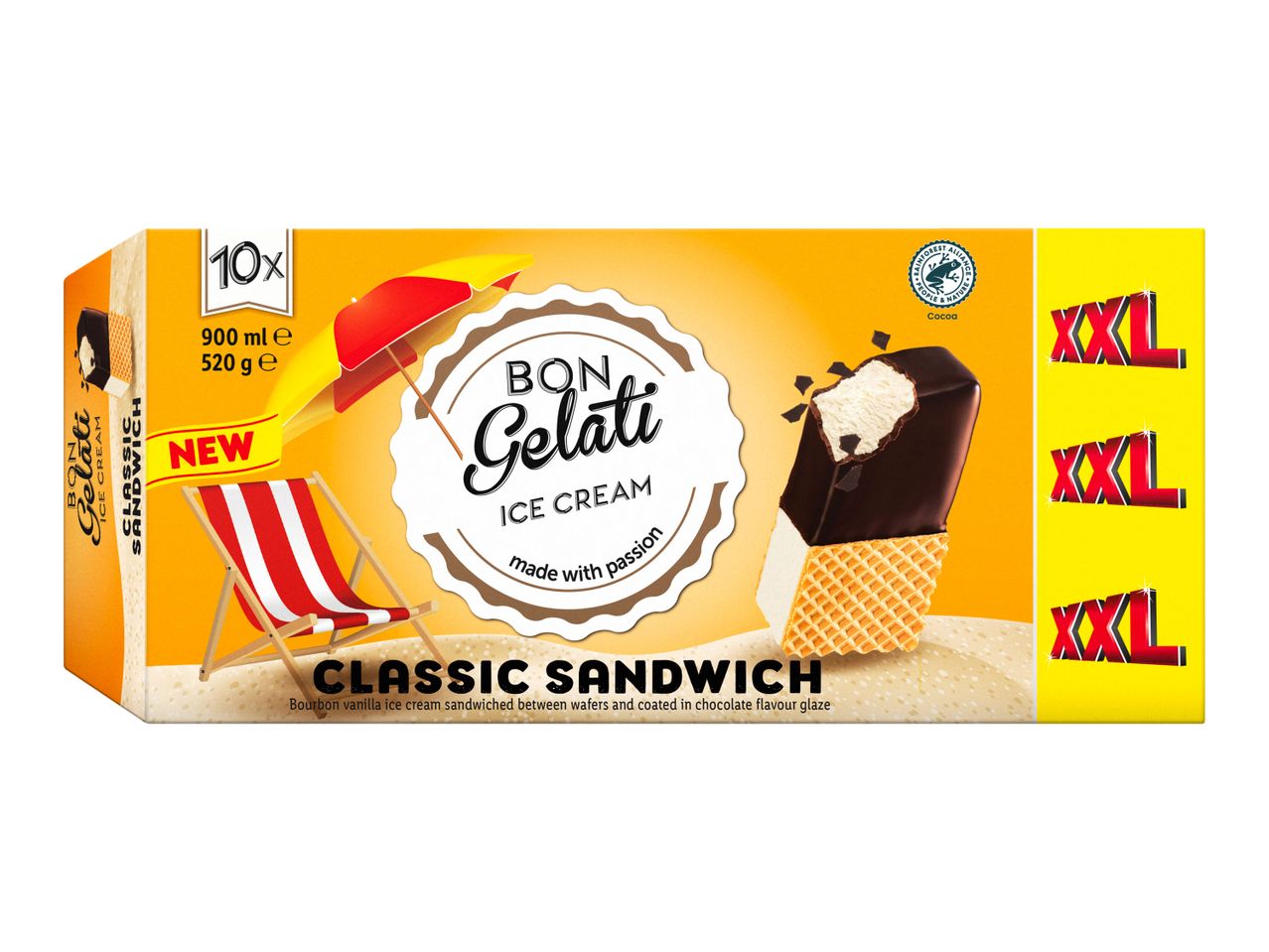 Bon Gelati's new XXL Classic Sandwich ice cream, 10 pack.