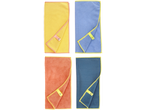 Conjunto de quatro panos de microfibra W5 em amarelo, azul, laranja e azul-marinho.