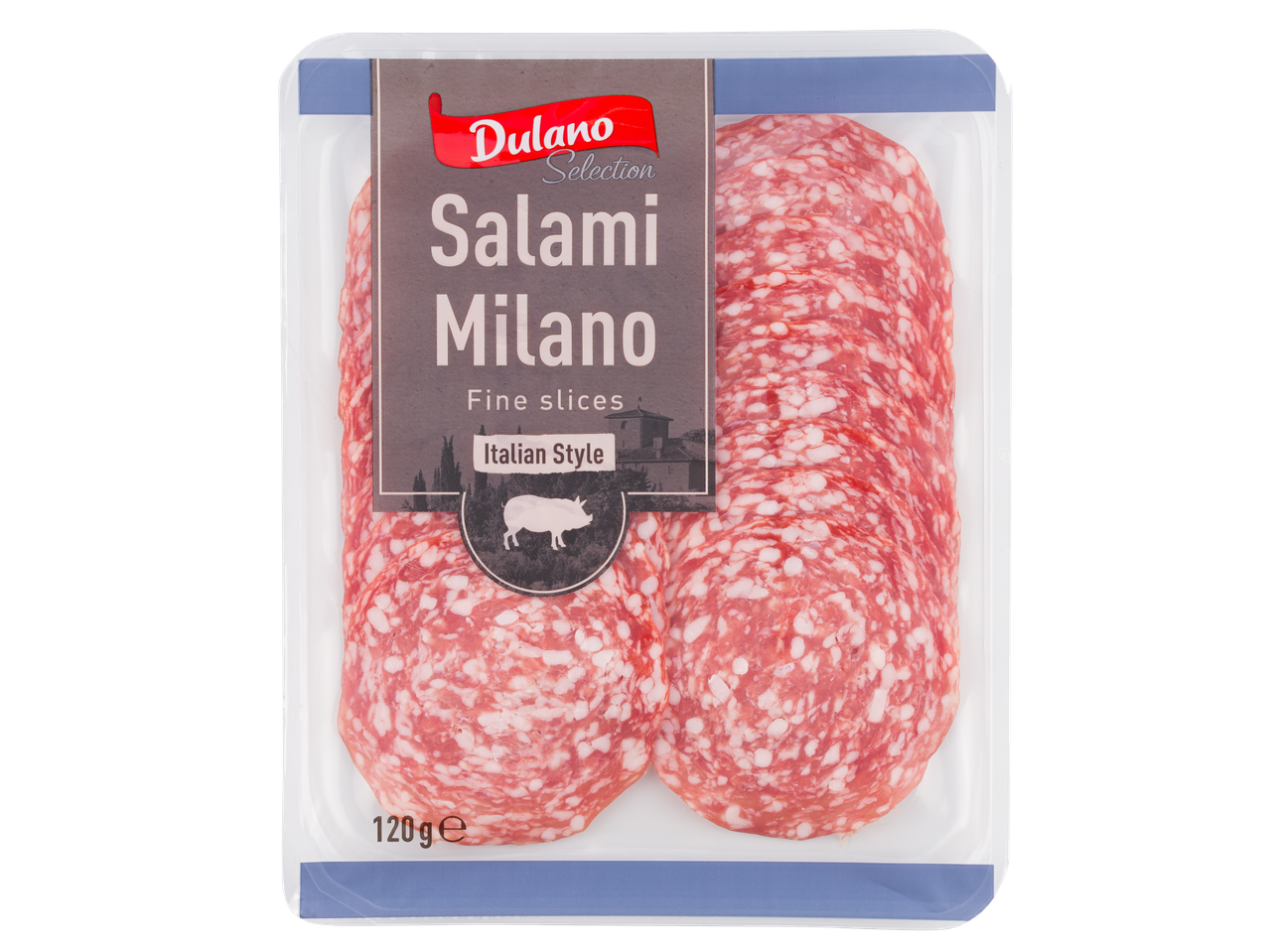 Dulano Selection Salami Milano, finskuren, 120g förpackning.