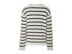 White and black striped long-sleeved polo shirt.
