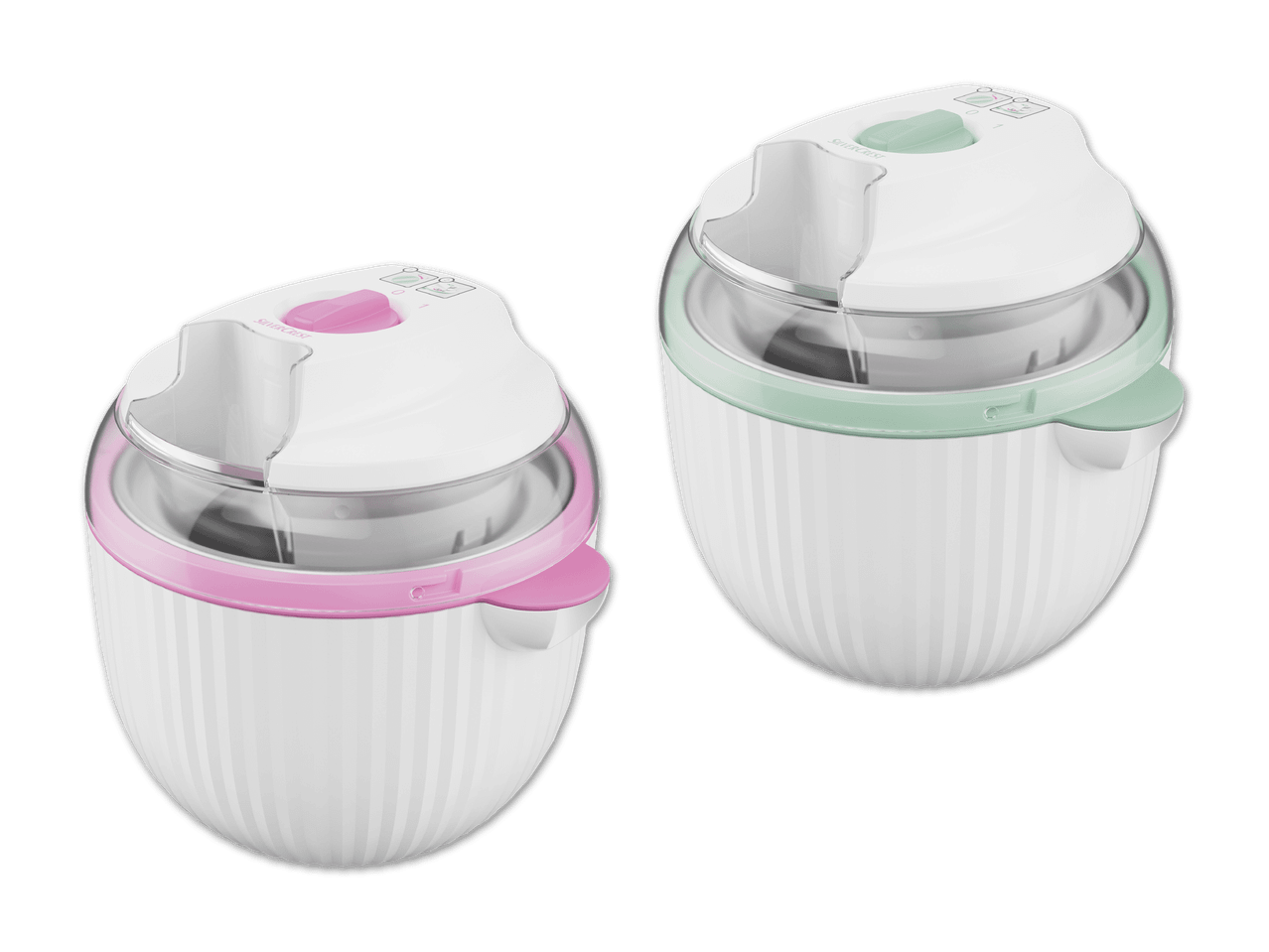 Zwei Silvercrest Eisbereiter, rosa und mintgrün.