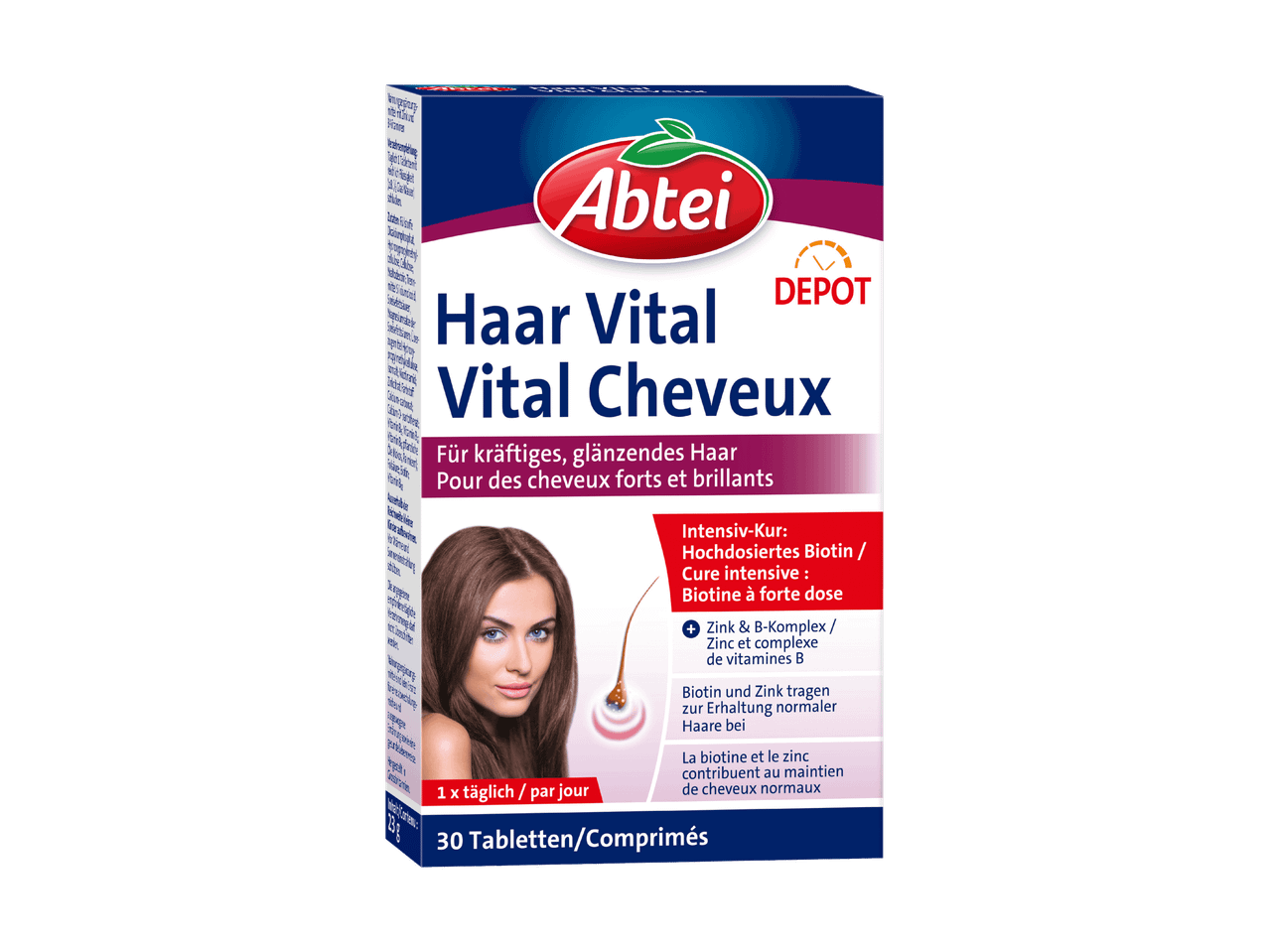 Packung Abtei Haar Vital für kräftiges und glänzendes Haar.