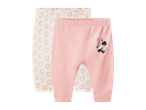 Два бебешки панталона: един розов с Мини Маус и един бял с флорални мотиви.