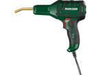 Parkside® Plastic Welding Gun, green and black with a brass nozzle.