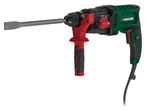 Parkside hammer drill with a chisel bit and an auxiliary handle.