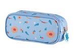 A light blue floral double zipper pencil case.