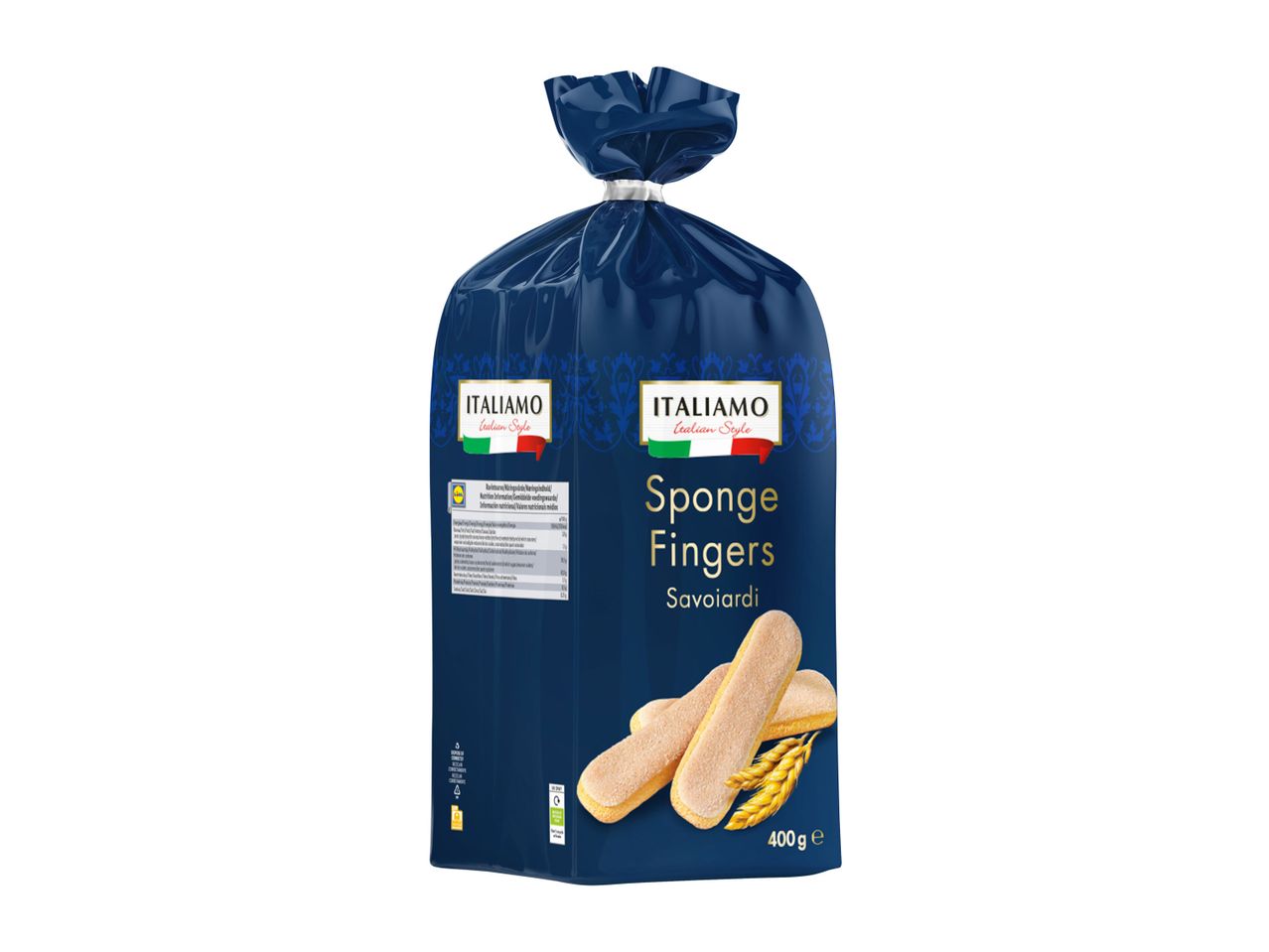 A bag of Italiamo Sponge Fingers (Savoiardi) with wheat stalks, 400g.