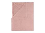 Soft pink fleece blanket with a folded corner showing a plush sherpa reverse side