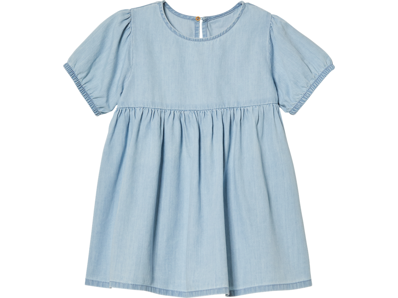 Meitenes džinsa kleita, smoka stils, īsām piedurknēm.