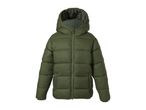 Green hooded puffer jacket with a patterned lining