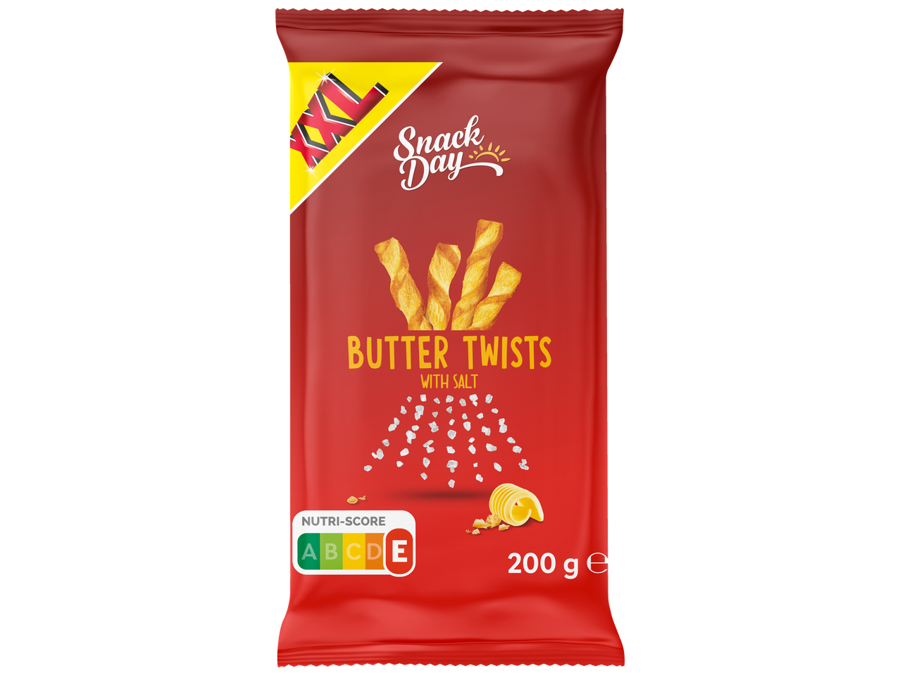 Snack Day XL sviesto ritinėliai su druska, 200g pakuotė.