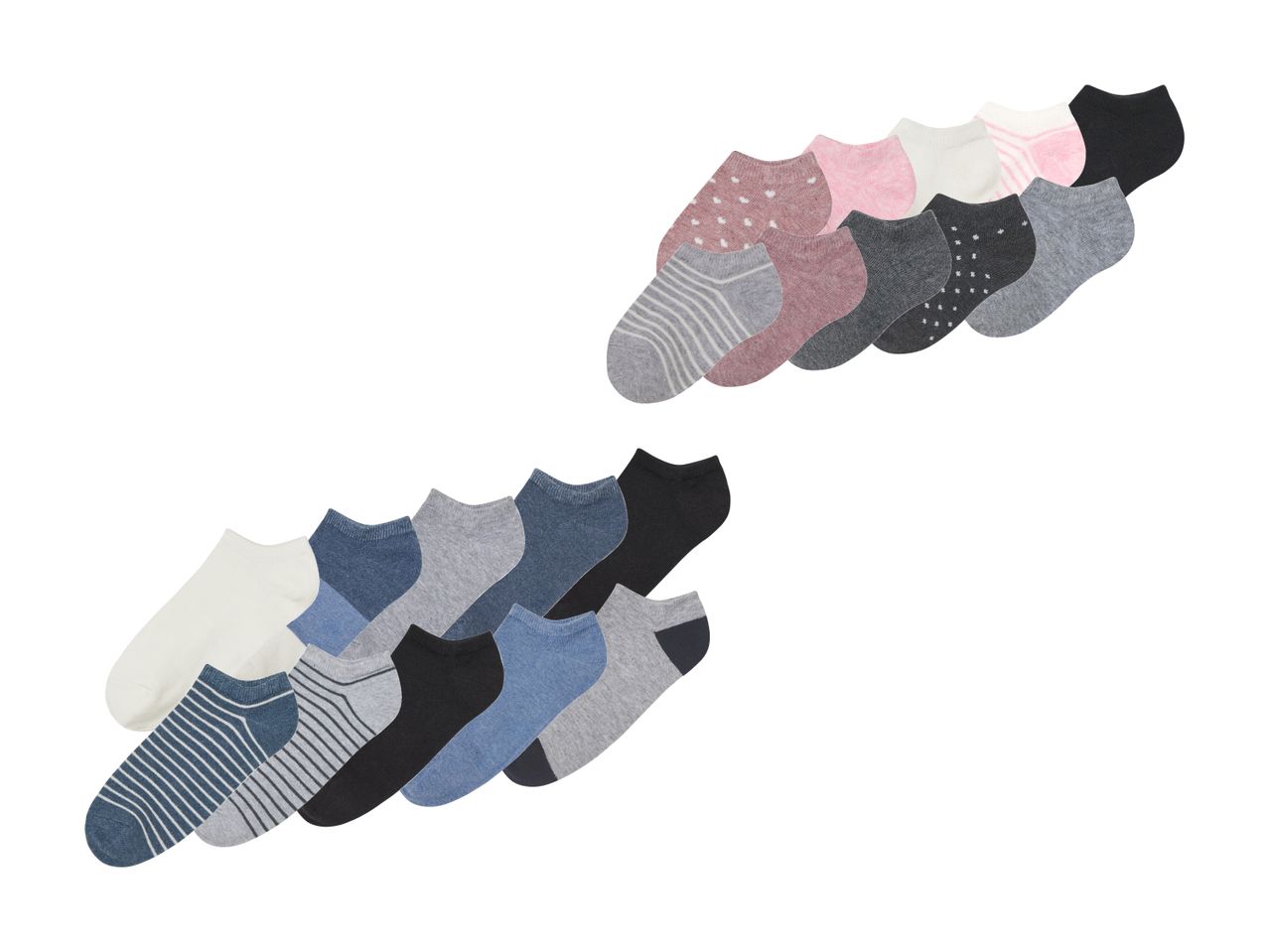24 Paar Damen-Kniestrümpfe in neutralen Farben.