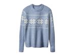 Light blue knit sweater with a white snowflake pattern across the chest