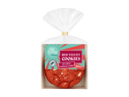 Red Velvet Cookies met witte chocoladestukjes, 225g, in een doorzichtige plastic zak.