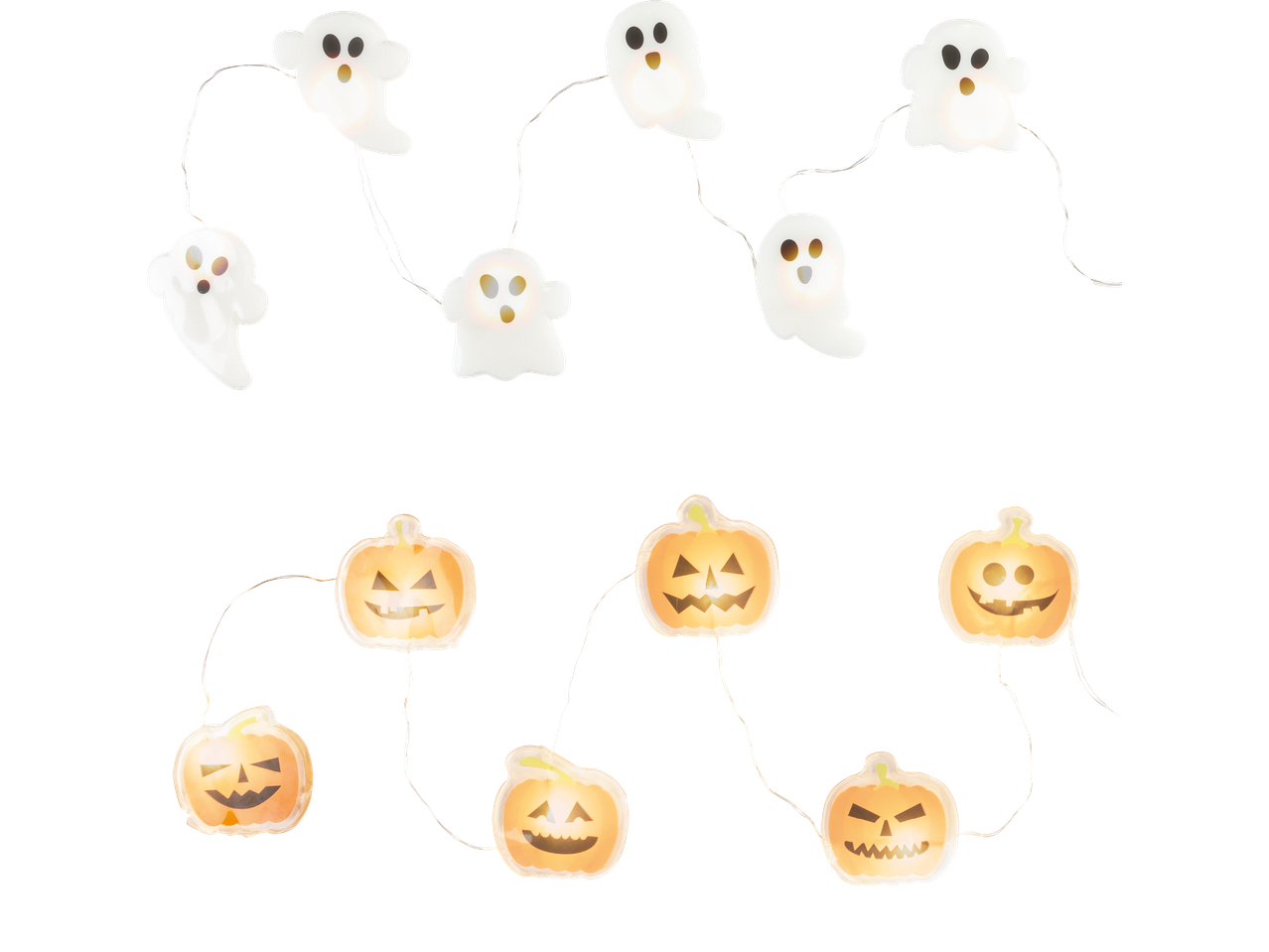 Spöke- och pumpalampor för Halloween.