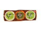Três queijos Terra do Vento: Curado, Curado Pimentão-Doce, Curado Tomate & Manjericão.