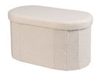 Cream bouclé oval ottoman with a textured finish