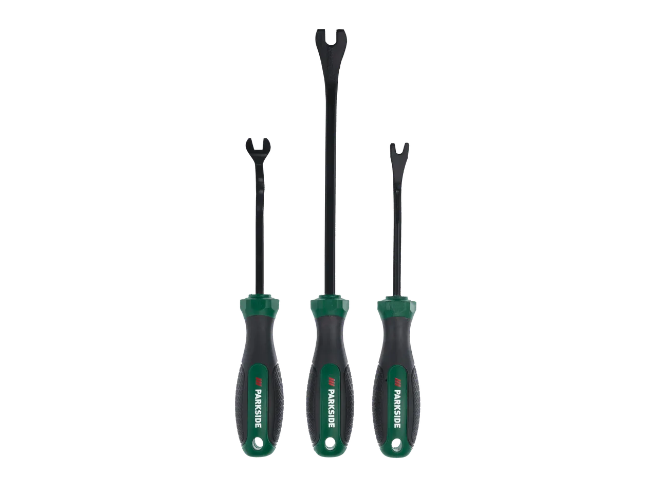 Set od 3 Parkside® alata za demontažu automobila, sa zelenim i crnim drškama.