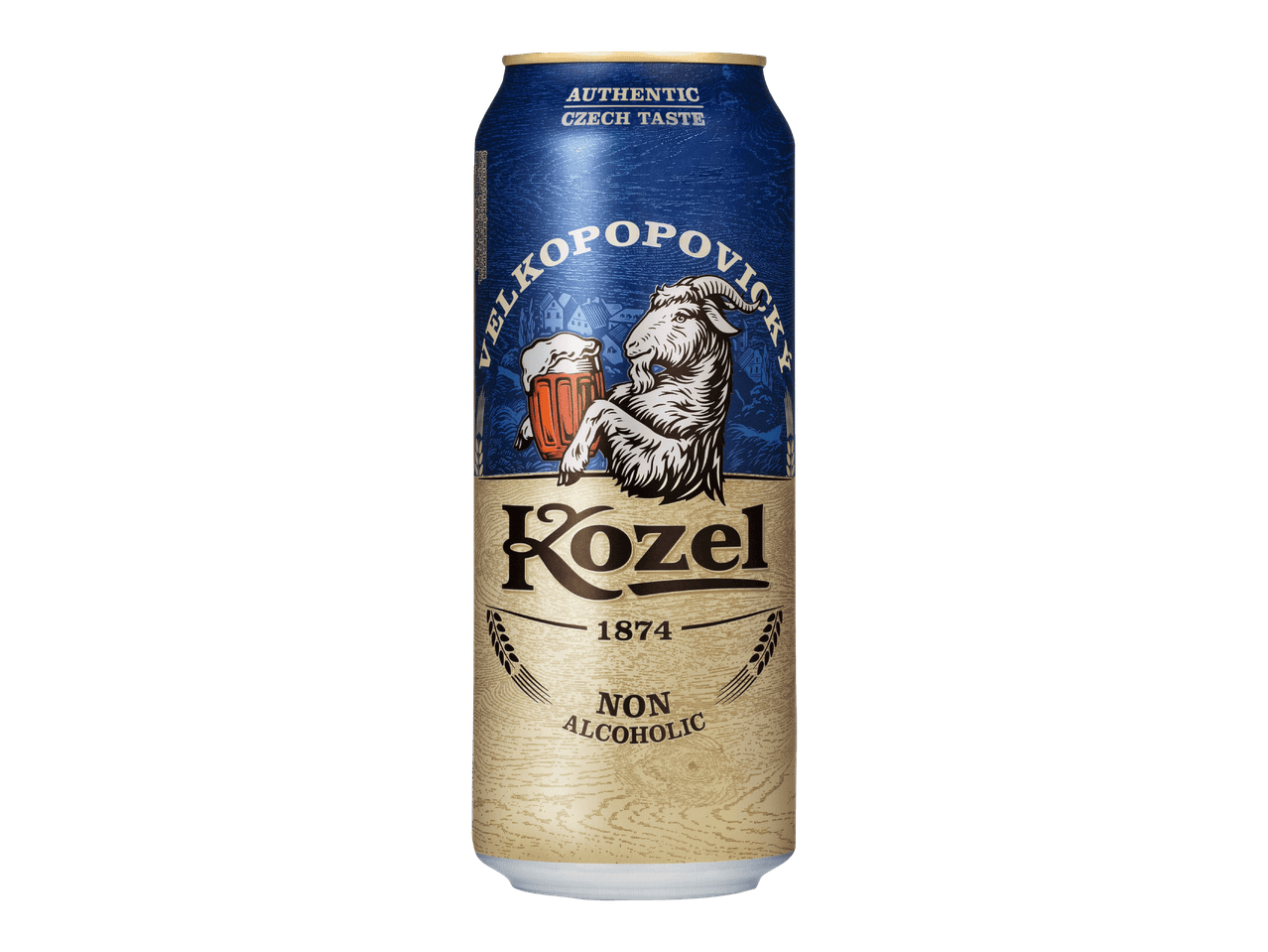 Alkoholiton olut tölkissä, jossa on vuohen kuva.