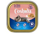 Pâtée pour chat au veau en sauce, complète et équilibrée, sans conservateurs ni sucre ajoutés.