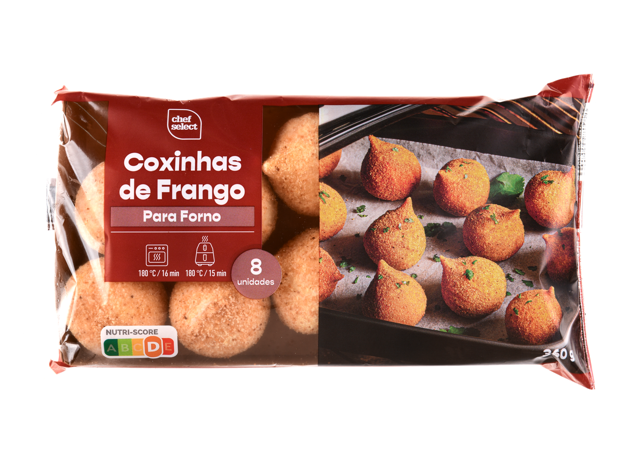 CHEF SELECT Coxinhas de Frango para Forno, 8 unidades, Nutri-Score B, 360g.