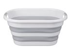White and grey collapsible laundry basket
