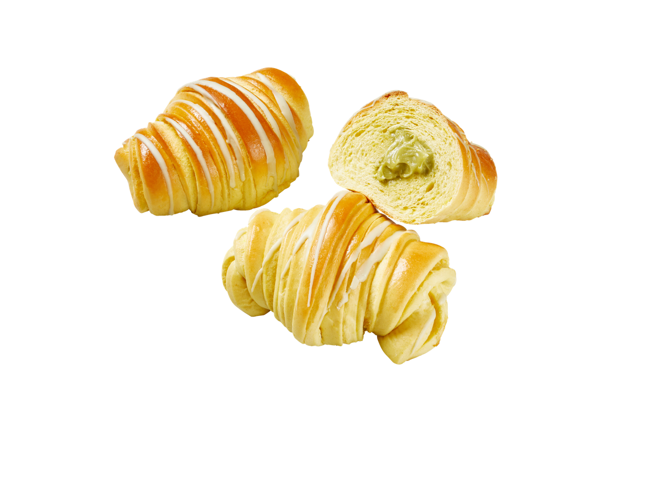 Brioche-croissant com recheio de pistácio e cobertura
