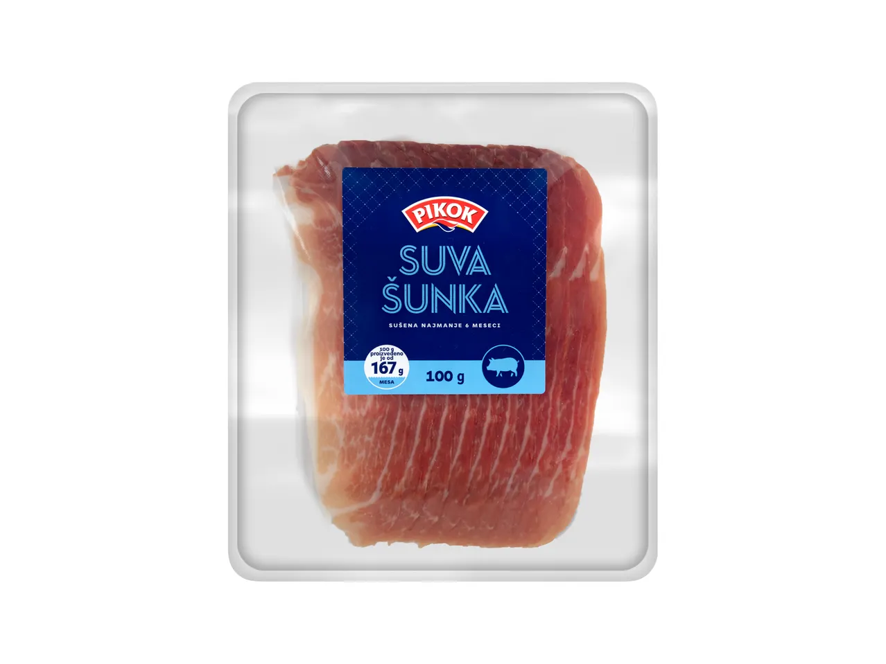 Pikok Suva šunka, pakovanje od 100g.
