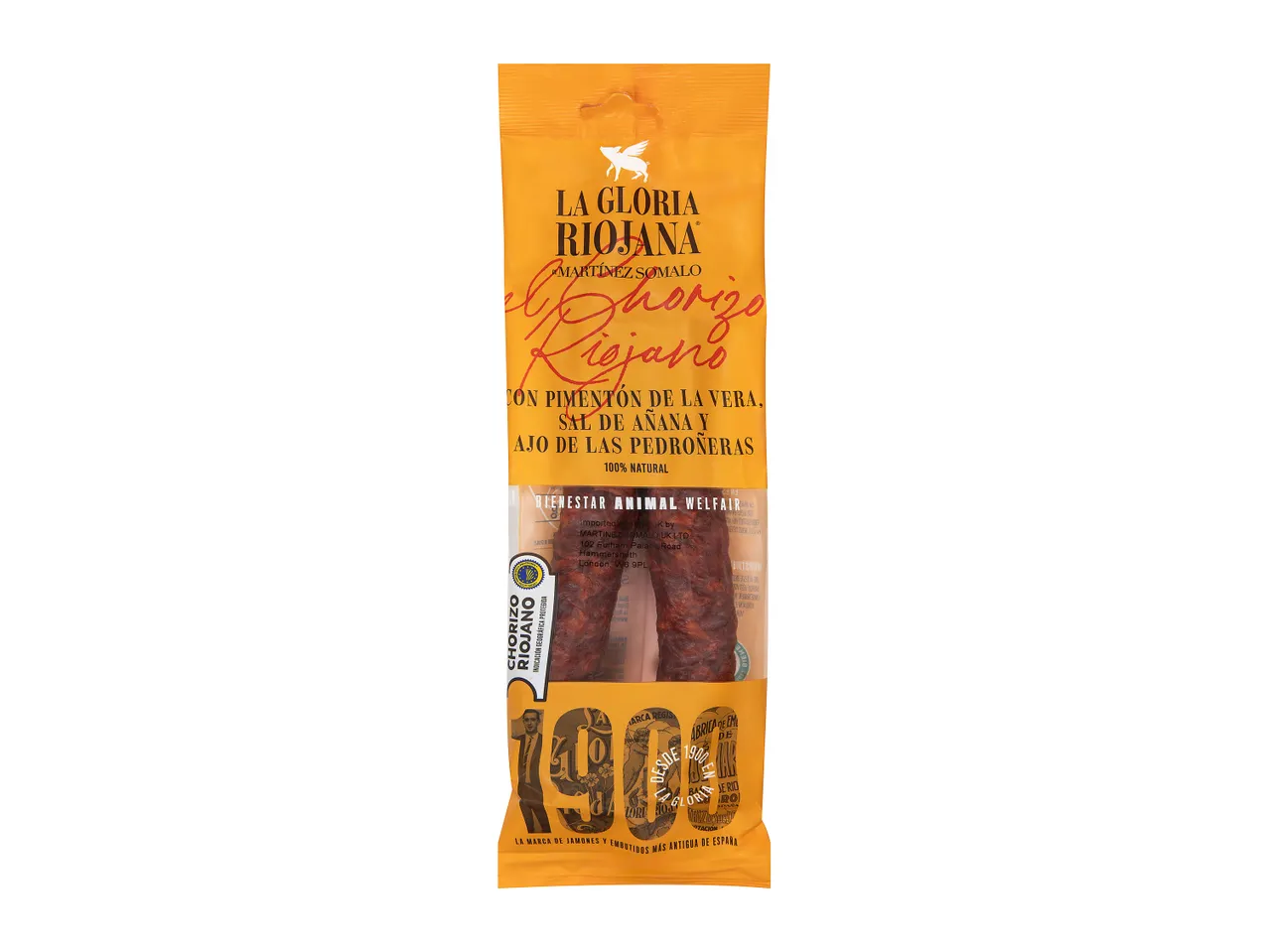 La Gloria Riojana Chorizo Riojano: Spanish sausage in packaging.
