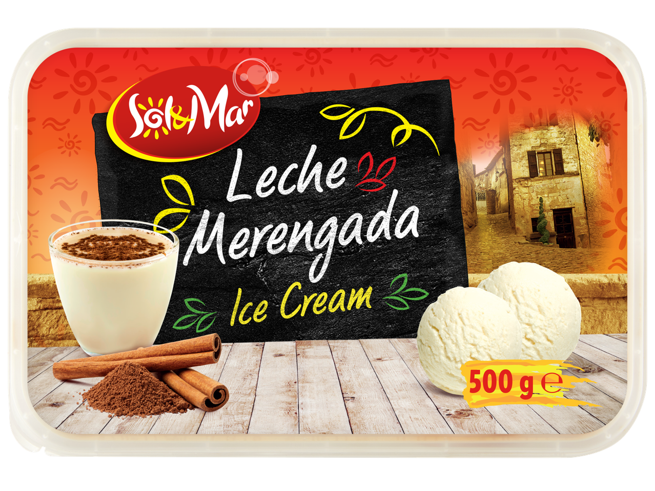 Сладолед с вкус на меренга, канела и какао на прах, 500 гр.