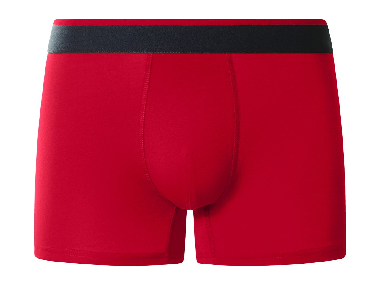 Red men's boxer briefs with a black elastic waistband.