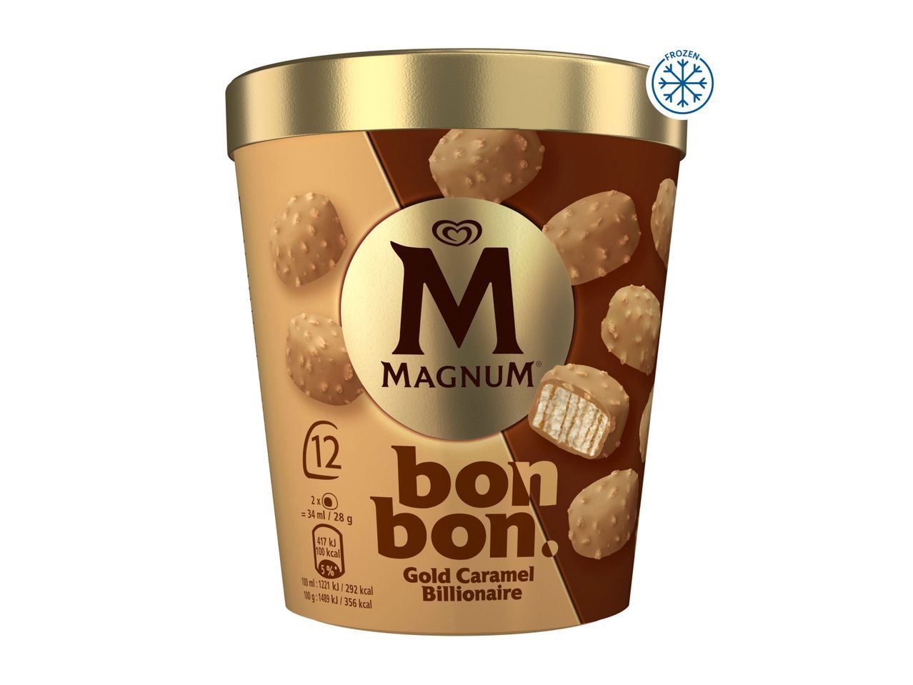 Magnum Bon Bon ice cream tub with chocolate bonbons.