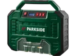 Преносим компресор PARKSIDE, зелен, с дигитален дисплей и аксесоари.
