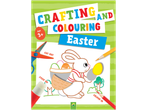 Crafting and Colouring Easter book for age 3+ with bunny, eggs, scissors, glue, and pencils.