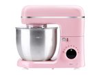A pink SilverCrest stand mixer with a stainless steel bowl on a white background.