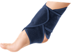 Blue ankle support: provides support and compression.