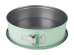 En lysegrøn springform med en grå non-stick belægning.