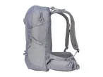 Light grey hiking backpack with padded shoulder straps and hip belt, side compression straps.